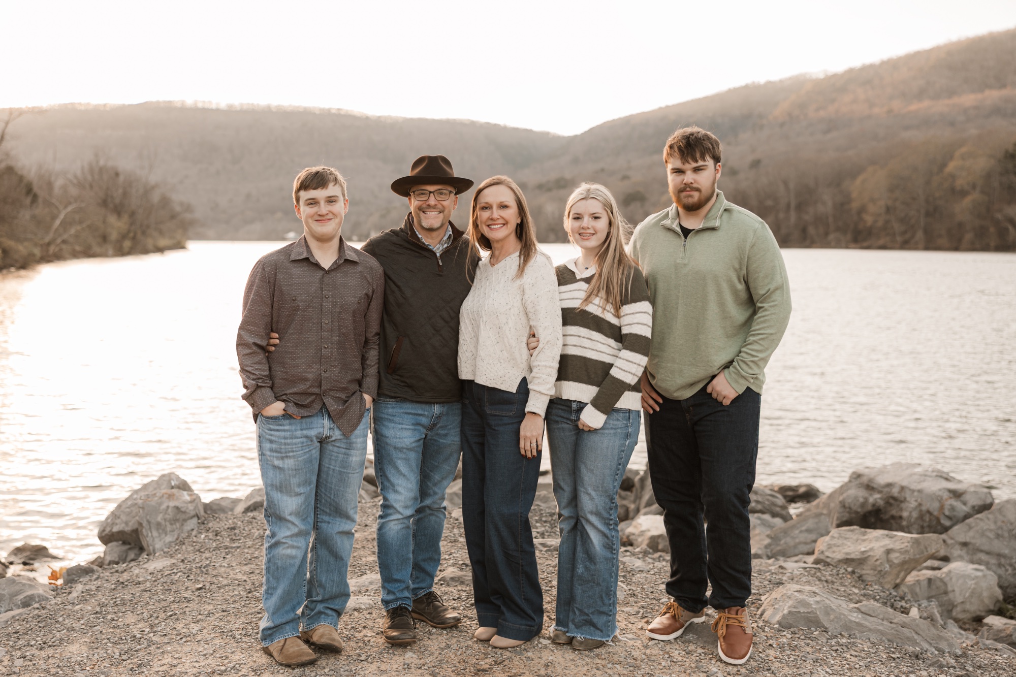 Zach de Vaux and family by the river, Chattanooga Tennessee